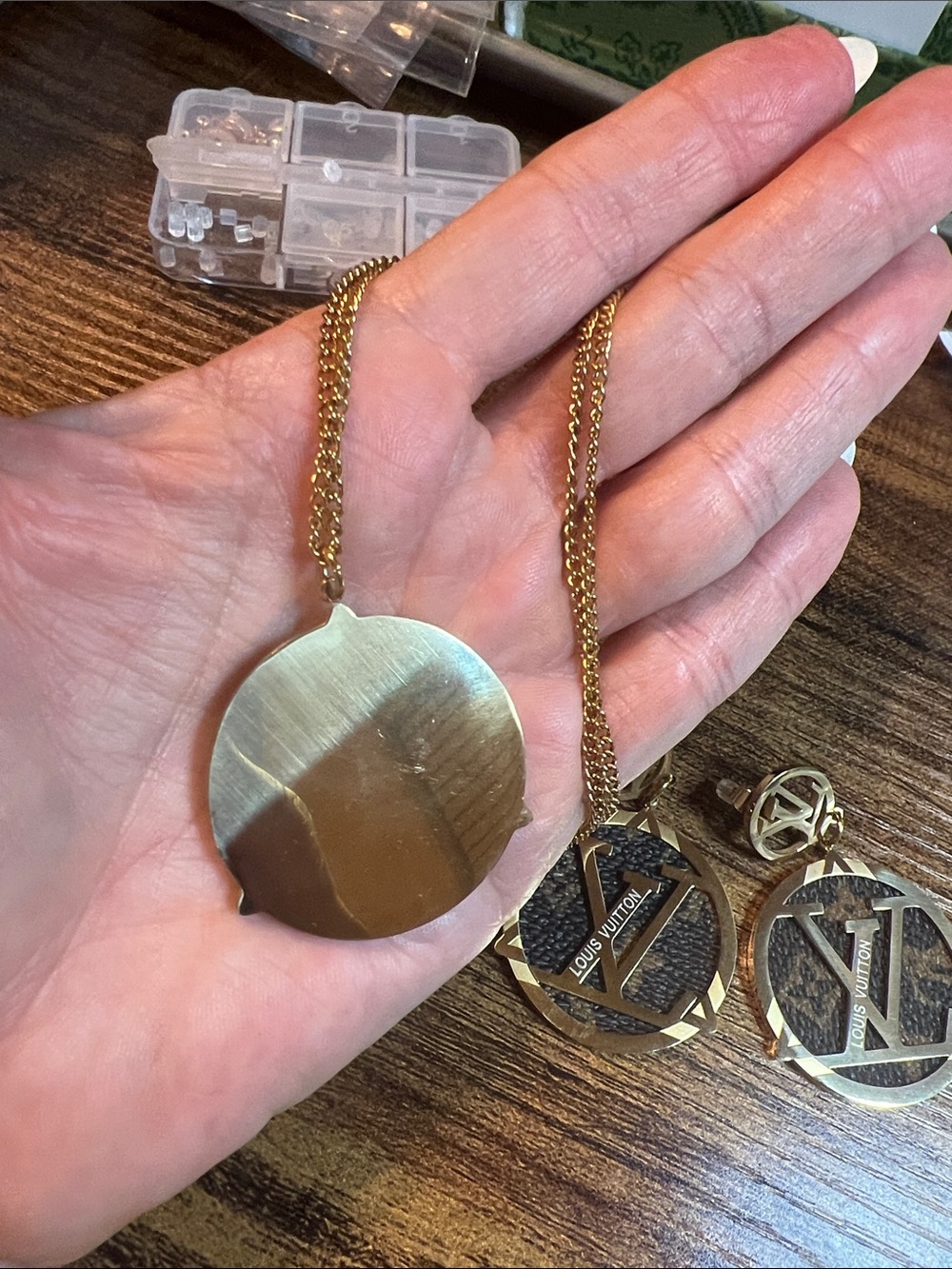 Gold-Tone Round Pendant Necklace with Chain - Women's Jewelry